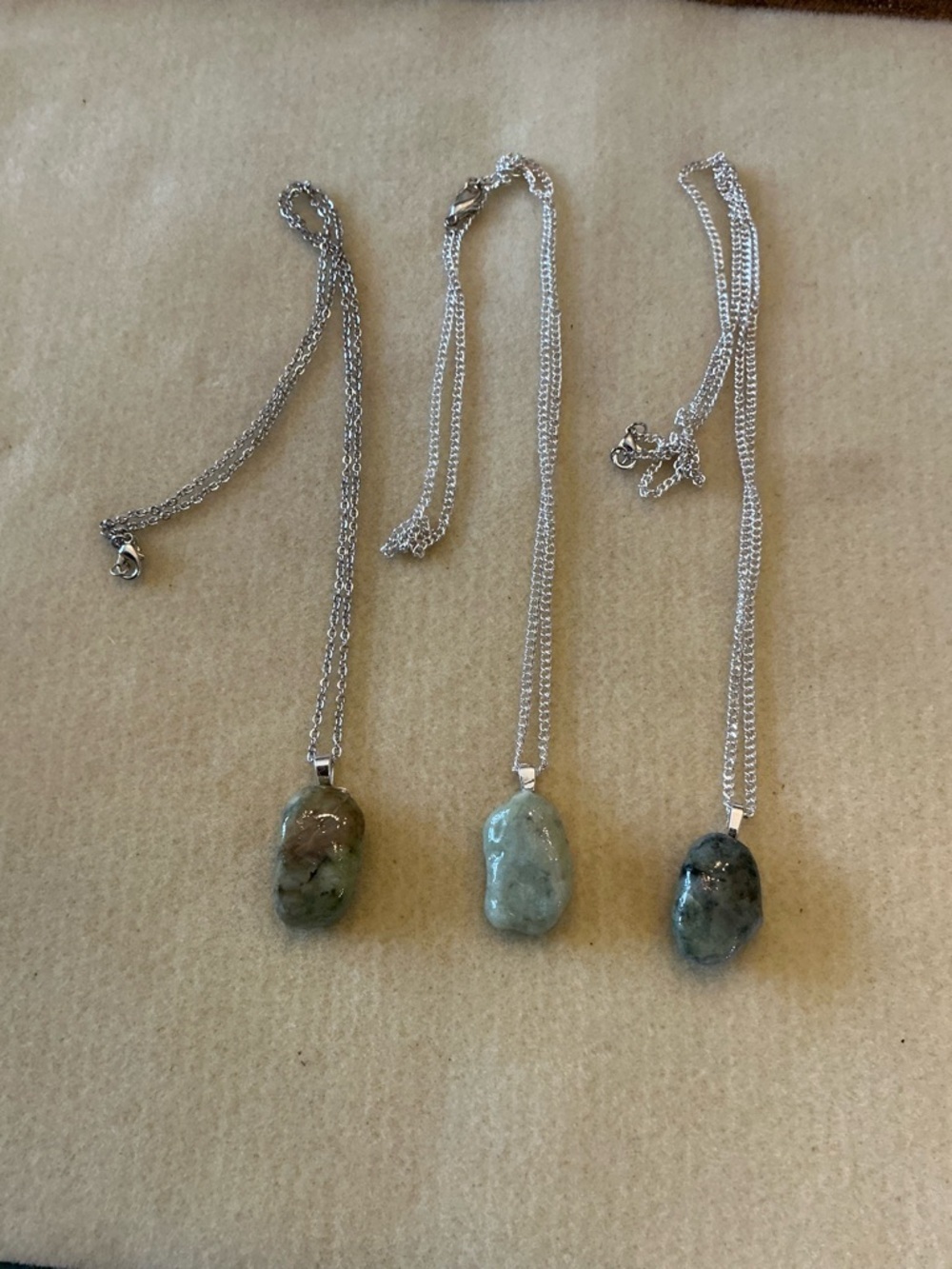Handmade Stone Pendant Necklaces, set of 3
